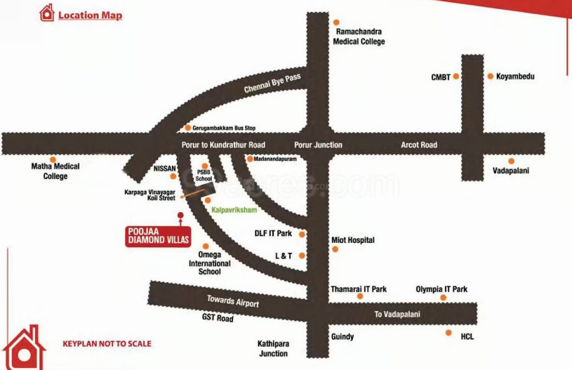 Poojaa Diamond Villas Location Map